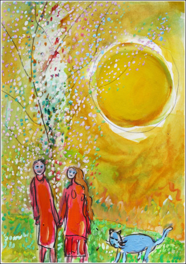 Painting titled "Paradis retrouvé" by Jean Mirre, Original Artwork, Oil