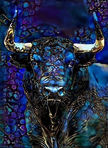 Taurus - Mix media on panel - 70 x 50 cm - Bull