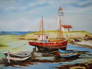Peinture intitulée "le  phare" par Jean Pierre Goasdoue, Œuvre d'art originale, Huile