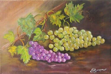 les raisins- huile sur toile signée 33x22 Painting titled "les raisins- huile…" by Patricia Giroldini Hyvernat, Original Artwork, Oil