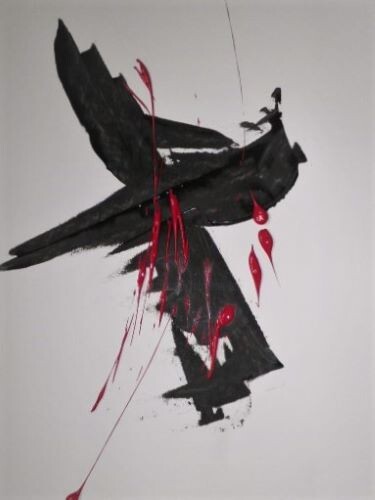 Peinture intitulée "Le Vol d'un Oiseau…" par Fabienne Letondeur, Œuvre d'art originale, Acrylique Monté sur Autre panneau ri…