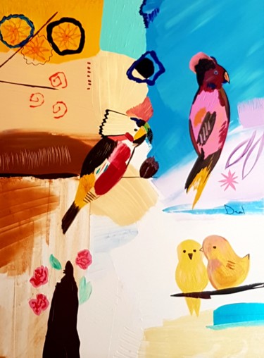 La cour Peinture intitulée "La cour" par Dral Art, Œuvre d'art originale, Acrylique Monté sur Châssis en bois