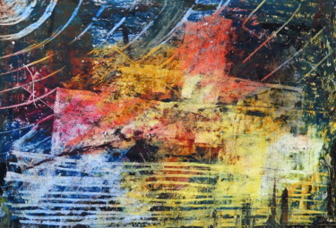 Painting titled "Philadelphia" by Ľubomír Korenko, Original Artwork, Encaustic Mounted on Wood Panel
