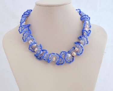Design titled "Wavy blue choker" by Irena Zelickman, Original Artwork, Jewelry