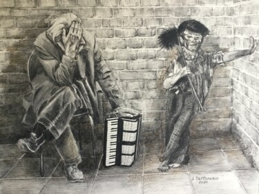 Peinture intitulée "LES MICROTRAVAILLEU…" par Jacques Tafforeau, Œuvre d'art originale, Aquarelle