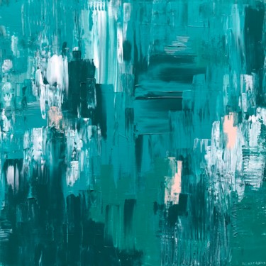 Painting titled "Emerald" by Ludwika Pilat, Original Artwork, Acrylic Mounted on Wood Stretcher frame