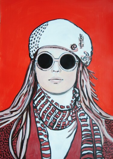 绘画 标题为“Girl with sunglasses” 由Alexandra Djokic, 原创艺术品, 丙烯