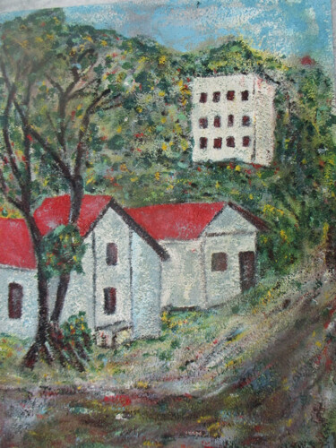 Pintura intitulada "CASINHAS NA ROÇA" por Romeo Zanchett, Obras de arte originais, Tinta de esmalte
