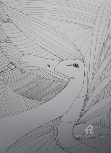 The Curve of Time, countess, G. Hajewski, drawing, ink black 图画 标题为“The Curve of Time,…” 由Grazyna Hajewski, 原创艺术品, 墨