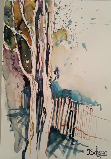 Malerei mit dem Titel "Licht" von Jana Scherer, Original-Kunstwerk, Aquarell