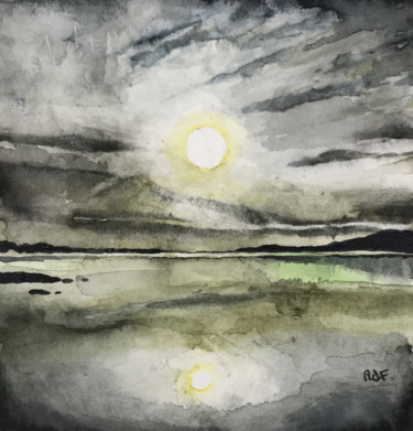 ESTUARY, TOPSHAM Pintura titulada "ESTUARY, TOPSHAM" por Rebecca De Figueiredo, Obra de arte original, Acuarela