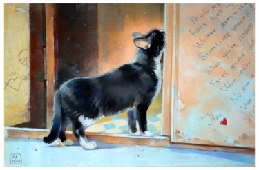 图画 标题为“The black cat retur…” 由Alexandra Sergeeva, 原创艺术品, 粉彩