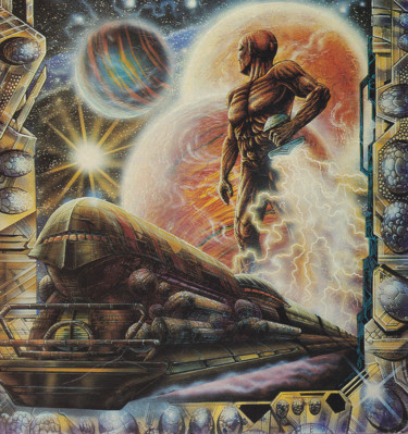Painting titled "The Celestial Steam…" by Rikkihop, Original Artwork, Oil