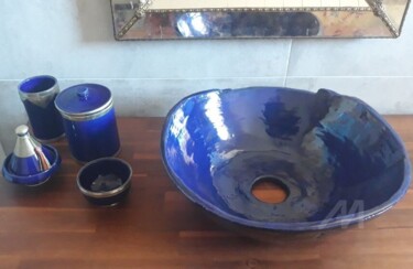 "vasque "bleu touare…" başlıklı Heykel Moune Céramique tarafından, Orijinal sanat, Kil