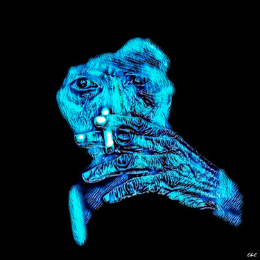 Photographie intitulée "Le fumeur de gitane" par Clc, Œuvre d'art originale, Photographie numérique
