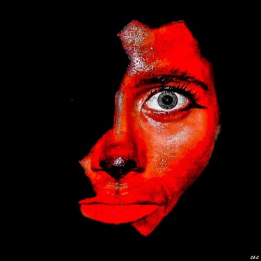 Photographie intitulée "Red face" par Clc, Œuvre d'art originale, Photographie numérique