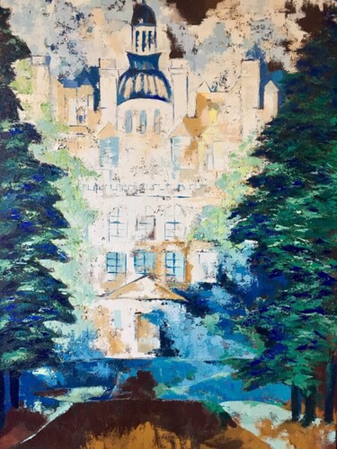 Brume sur Chambord Peinture intitulée "Brume sur Chambord" par Julie D'Aragon, Œuvre d'art originale, Huile
