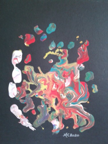Schilderij getiteld "Space fire" door Marianne Huizinga, Origineel Kunstwerk, Gouache