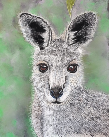 Painting titled "Le kangourou" by Anny Burtscher-Beaudoin, Original Artwork, Pastel