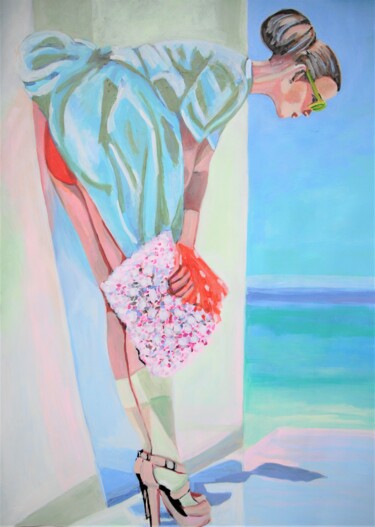 绘画 标题为“Woman in blue ” 由Alexandra Djokic, 原创艺术品, 丙烯