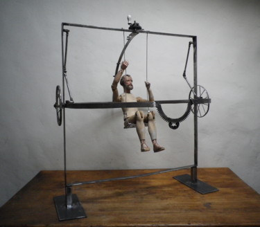 Sculpture titled "LA BALANCOIRE DE PO…" by Pierre Sidoine, Original Artwork, Metals