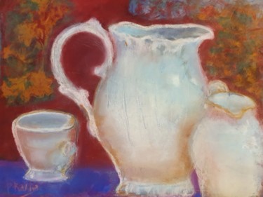 Peinture intitulée "A l'heure du Thé" par Ghislaine Rosso, Œuvre d'art originale, Pastel Monté sur Panneau de bois