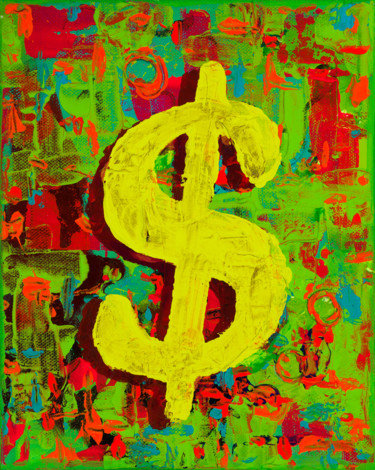 绘画 标题为“Green Dollar” 由Mk Anisko, 原创艺术品, 丙烯