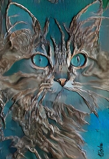 Anjy, cat - mix media - 70x48 cm