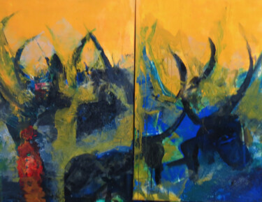 "COULEURS D'AFRIQUE…" başlıklı Tablo Jacques Donneaud tarafından, Orijinal sanat, Akrilik Ahşap Sedye çerçevesi üzerine mont…