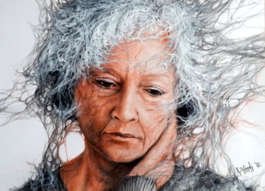 Drawing titled "malinconia" by Roberto Orlandi, Original Artwork, Pencil