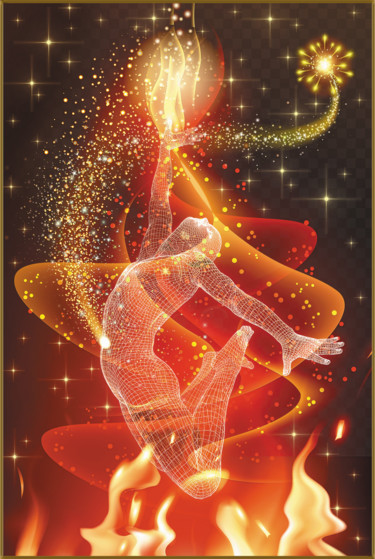 La danse du feu Arts numériques intitulée "La danse du feu" par Harald Dastis, Œuvre d'art originale, Peinture numérique