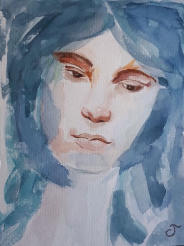 Peinture intitulée "mes rêves bleus #ar…" par Chris Texier, Œuvre d'art originale, Aquarelle