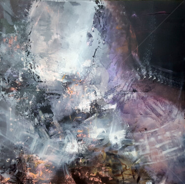 DARKSCAPE CREATOR ENERGY TRACES LARGE PAINTING BY O KLOSKA 绘画 标题为“DARKSCAPE CREATOR E…” 由Kloska Ovidiu, 原创艺术品, 丙烯 安装在木质担架架上
