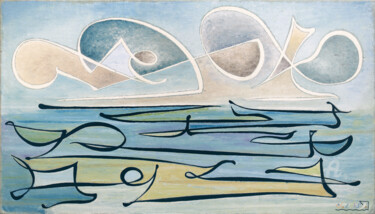 Painting titled "air et eau ( marine…" by X.O., Original Artwork, Oil