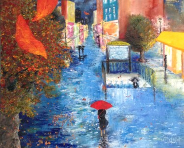 Peinture intitulée "Parispluie" par Serge Mathiot, Œuvre d'art originale, Huile