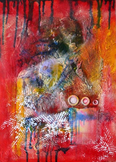 Painting titled "Chaleur & Eau" by Sophie Lecesne, Original Artwork, Acrylic