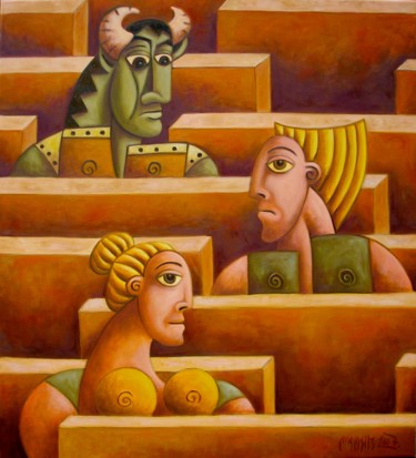 Labyrinth of life Painting titled "Labyrinth of life" by Zsolt Malasits, Original Artwork, Oil