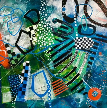 Peinture intitulée "Happy bazaar" par Nadine Falguieres (NADI), Œuvre d'art originale, Acrylique Monté sur Panneau de bois