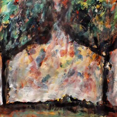 Peinture intitulée ""Ciel mosaïque"" par Alain Tardieu, Œuvre d'art originale, Acrylique Monté sur Châssis en bois