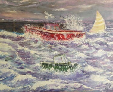 Peinture intitulée "Mer Amère" par Serge Mathiot, Œuvre d'art originale, Huile