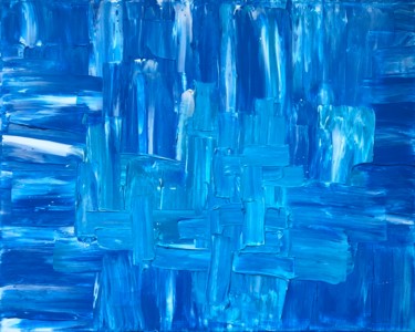 Painting titled "Blues" by Ludwika Pilat, Original Artwork, Acrylic Mounted on Wood Stretcher frame