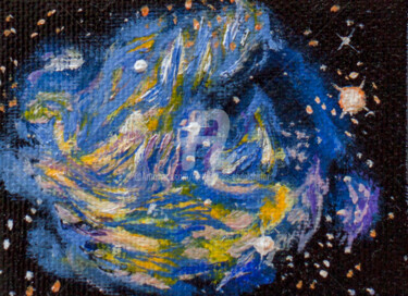 Kosmischer Tanz - Supernova blau 绘画 标题为“Kosmischer Tanz - S…” 由Luethi Alias Abdelghafar, 原创艺术品, 油 安装在木质担架架上