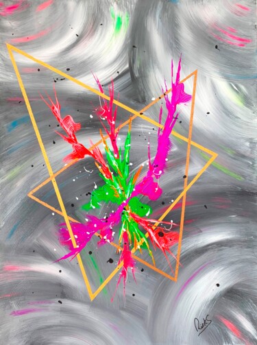 Schilderij getiteld "PRINTEMPS" door Rick Smith, Origineel Kunstwerk, Acryl Gemonteerd op Frame voor houten brancard