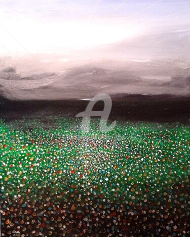 Painting titled "Lumière végétale" by Henri Ibara, Original Artwork, Acrylic Mounted on Wood Stretcher frame