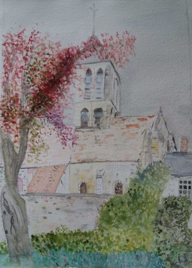 Peinture intitulée "Eglise de Montgerou…" par Pascale Coutoux, Œuvre d'art originale, Aquarelle