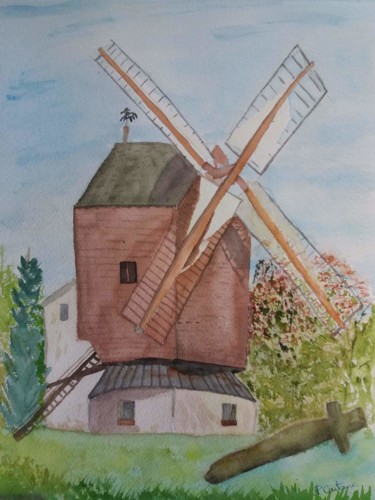 Moulin de Sannois Painting titled "Moulin de Sannois" by Pascale Coutoux, Original Artwork, Watercolor