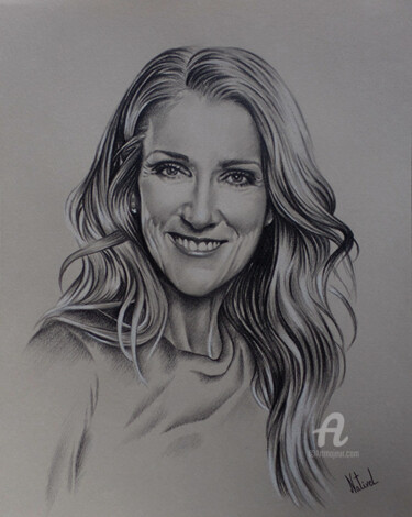 Dessin intitulée "Portrait de Céline…" par Aurélie Nativel, Œuvre d'art originale, Crayon