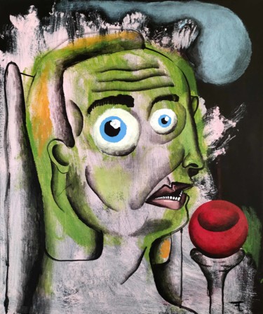 Malerei mit dem Titel "Le Graal" von Flavien Couche, Original-Kunstwerk, Acryl Auf Keilrahmen aus Holz montiert