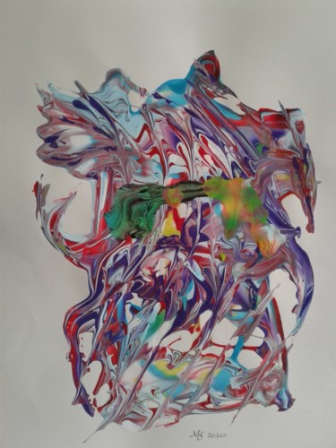 Schilderij getiteld "Warrior" door Marianne Huizinga, Origineel Kunstwerk, Gouache
