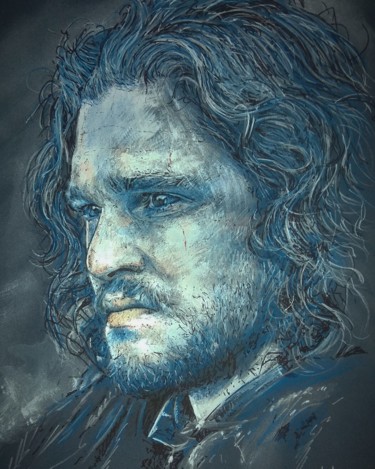 Jon Snow (Kit Harington) Portrait Dessin intitulée "Jon Snow (Kit Harin…" par Thierry Villers, Œuvre d'art originale, Pastel